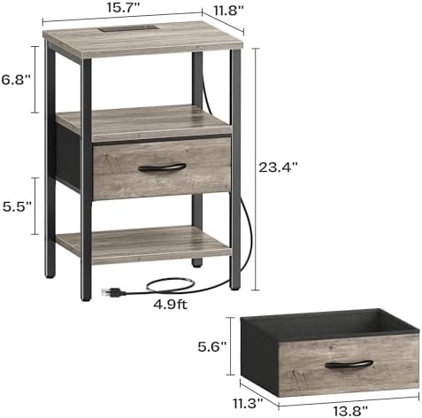 SUPERJARE Nightstand with Charging Station, USB-C Port, Bedside Table - Image 3