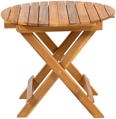 Christopher Knight Home Aurl 17.75" W Outdoor Acacia Wood Side Table, Round End Table, Slats Panel Design, Foldable and Adjustable Small Coffee Desk, Sofa Side Desk, No Assembly Needed, 175lbs Teak - Image 6