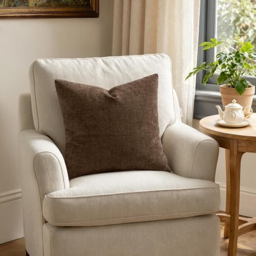 MIULEE Beaver Fur Chenille Couch Throw Pillow Covers, 20x20 - Image 3