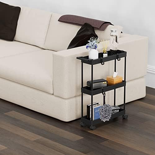 Simple Houseware 3-Tier Slim Rolling Cart w/Handle 5.5" Wx27.5 H, Black - Image 6