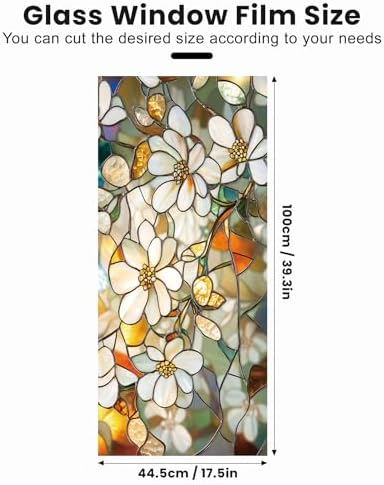 Stained Glass Window Privacy Film Static Cling - Rainbow Glass Decorative Sun Blocking Window Covering, Non-Adhesive Removable Stickers for Home & Office, 17.5" x 39.3" - Image 2