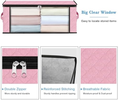 HomeHacks 10-Pack Clothes Organizer Storage Bags, 35L Storage Bins, Pink - Image 4