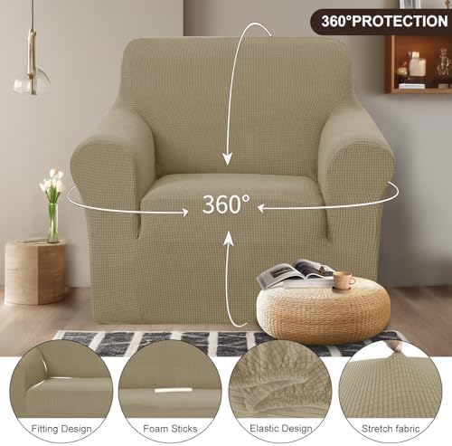 U-NICE HOME Stretch Recliner Chair Cover Armchair Slipcover, Sand - Image 3