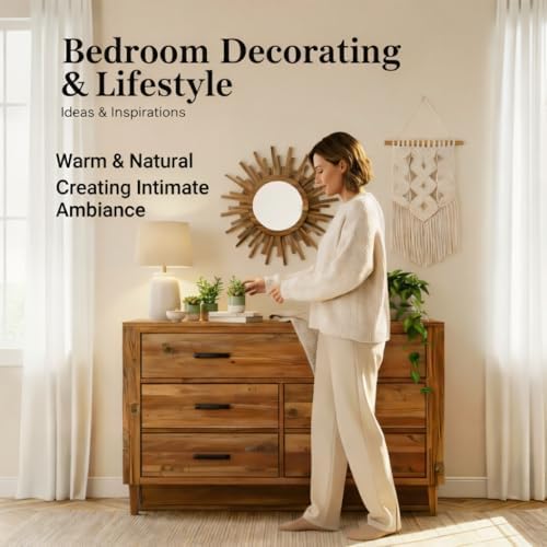 24 Inch Boho Sunburst Mirror, Round Wooden Wall Decor Starburst Sun Mirror for Bedroom, Living Room, Bathroom, Hallway, Balcony, Farmhouse Entryway, Housewarming Gift（Rustic Brown - Image 6