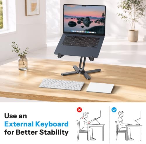 OMOTON LA10 360° Rotating Laptop Stand Riser Foldable for Desk, Black - Image 4