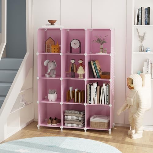AWTATOS 12 Cube Storage Organizer, Closet Organizers Storage Shelves, Pink - Image 2