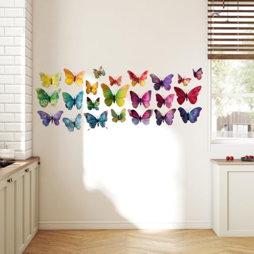 ANNA QUEEN Colorful Butterfly Wall Decals Peel and Stick Rainbow Butterfly Wall Stickers Removable Vinyl Butterfly Wall Decor for Girls Bedroom Nursery Living Room Window Wall Art - Image 4