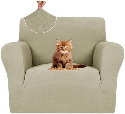 MAXIJIN Chair Covers for Living Room 1 Piece Stretch Sofa Chair Slipcovers with Arms (31"-46") Furniture Protector for Dog Pet Couch Armchair Cover (Chair, Diamond Pattern Khaki) by MAXIJIN