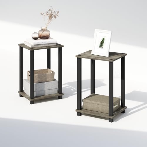 Furinno Simplistic Set of 2 Toolless 2-Tier Night Stand, French Oak - Image 4