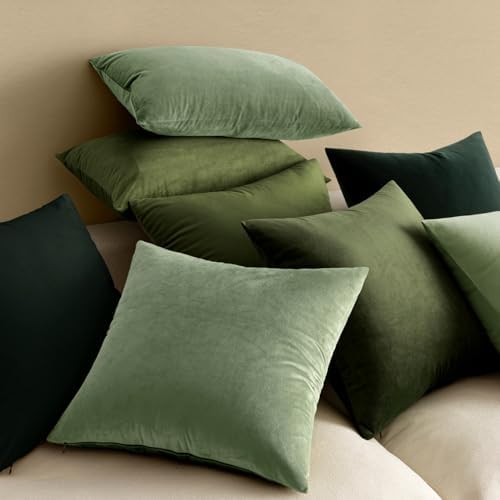 MIULEE 24x24 Inch Pack of 2 Euro Velvet Throw Pillow Covers Sage Green - Image 4