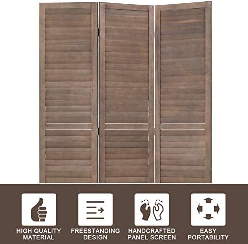 3 Panel Wood Room Divider 4.3 Ft Tall Privacy Wall Divider 67.7" x 16.9" Each Panel Folding Wood Screen for Home Office Bedroom Restaurant （Brown） - Image 2