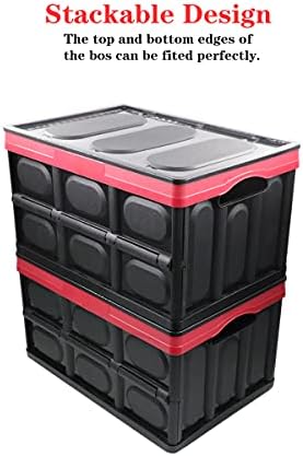 GUOZI 30 Liter Collapsible Storage Bin with Lid, Durable Plastic Folding Storage Crate, Stackable Storage Box Organizer Container for Keepsake Toy Photos Office Nursery Wardrobe Bookshelf etc. - Image 4