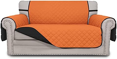 Easy-Going Reversible Couch Cover, 2 Cushion Sofa, Loveseat, Orange/Black by Easy-Going