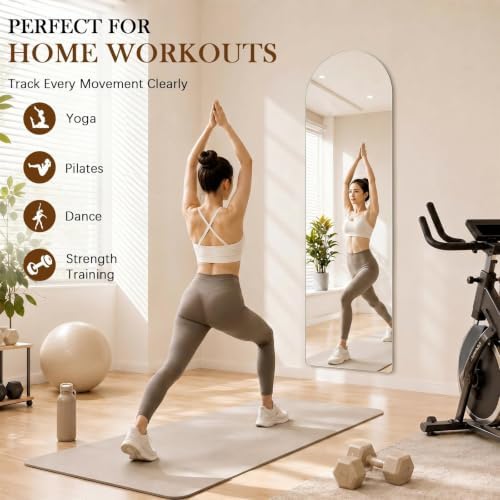 Leinuosen Full Length Acrylic Wall Mirror,Self Adhesive, 40" x 10", Arched - Image 2