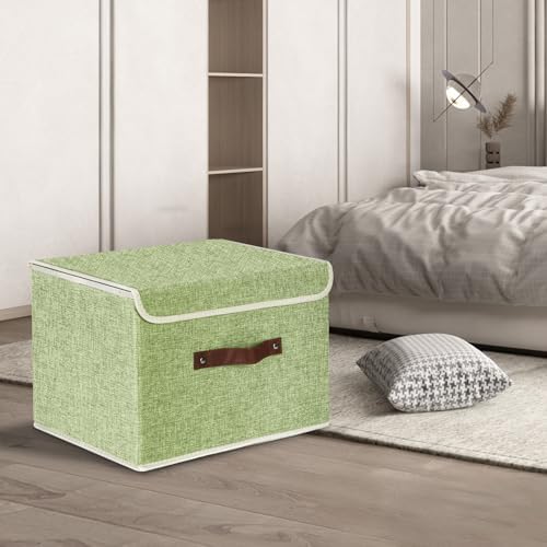 TYEERS Foldable Storage Boxes with Lids 5 Pack Fabric Storage Bins with Lids, Closet Organizers for Clothes Storage, Room Organization, Office Storage, Toys - Green - Image 5