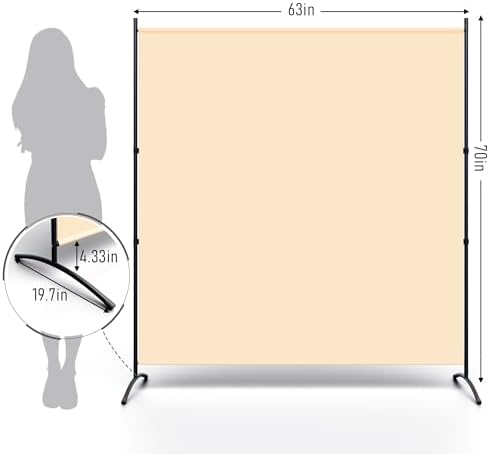 Single Large Room Divider,Folding Privacy Screens for Room Partition,Beige - Image 5