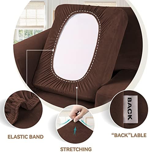WEERRW Velvet Stretch 2 Pieces Chair Sofa Slipcovers Washable, Chocolate - Image 3