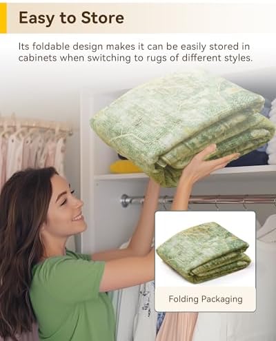 RELEANY Washable Area Rug, 7'x9', Green/Yellow - Image 6