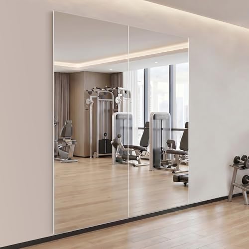 brisafe 2pcs Peel and Stick No-Drill Wall NanoMirror, 34 x 79 in, White by BRISAFE