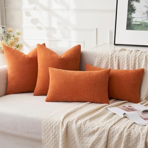 MIULEE Fall Orange Chenille Couch Throw Pillow Covers, 18x18 - Image 5