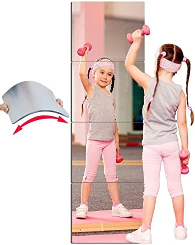 Unbreakable Acrylic Full Length Mirror for Wall Mounted, Full Body Mirror for Kids, Plastic Safe Shatterproof, Extra Thick 1/8,12 x 12 inch x 4pcs, Workout Mirrors for Home Gym, Bedroom Over The Door by Unknown