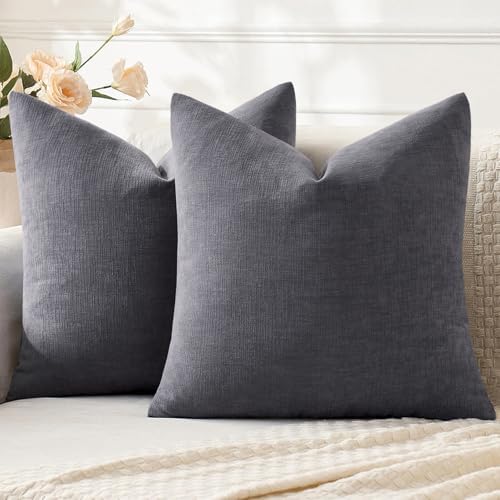 MIULEE Grey Chenille Couch Throw Pillow Covers, 20x20 by MIULEE