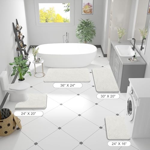 OLANLY Bathroom Runner Rugs 47x24, Extra Soft Absorbent Chenille Bath Rugs - Image 2