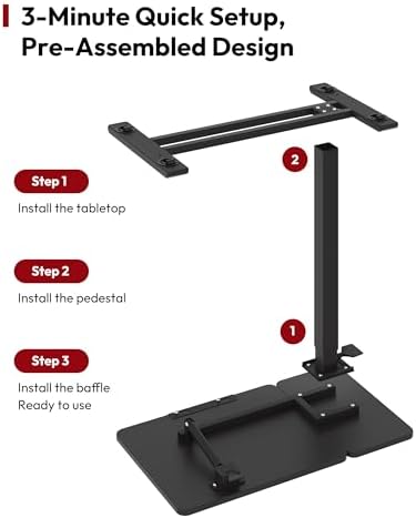 SANODESK 28''Overbed Table Gas Spring Lifting with Wheels&Tilting Desktop - Image 6