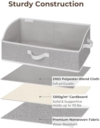 StorageWorks Closet Storage Bins Trapezoid, Gray, Large, 3-Pack - Image 4