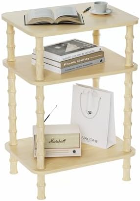 Side Table,Living Room End Tables with 3-Tier,Small Nightstand Table for Small Spaces,Sofa Side,Bedside, Bathroom,Coffee Table,Modern Bedside Table,Stable Frame,Easy Set Up (Rustic Walnut) by Furqery