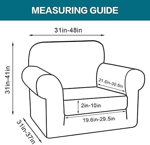 Turquoize 2 Piece Chair Covers Armchair Slipcovers for Living Room Armchair Sofa Cover with Individual Cushion Covers Feature Jacquard Fabric (Chair, Burnt Brick) - Image 2