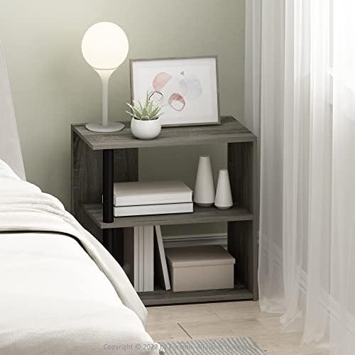 Furinno Romain Side Table, 2-Tier End Table with Open Shelf, Night Stand, Bedside Table, for Living Room, Bedroom, French Oak - Image 2