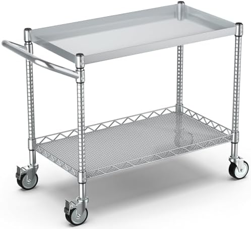 Utility Tool Cart with Wheel, 45In Large Rolling Utility Carts with Handle by Leteuke