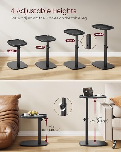 VASAGLE C Side Table Adjustable Height, Couch Sofa End Table, TV Tray - Image 4