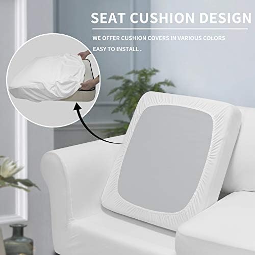 Easy-Going 3 Pieces Stretch Soft Couch Cover for Dogs - Washable Sofa Slipcover for 2 Separate Cushion Couch - Elastic Furniture Protector for Pets, Kids (Loveseat, Snow White, Medium) - Image 3