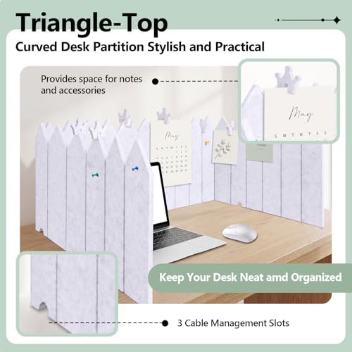 86.5 x 16'' Foldable Felt Desk Divider with 25 Thumbtacks & 8 Clips, Acoustic Desk Partition Privacy Panel, Versatile Cubicle Shield Hanging Note Item, for Office Home (Triangular) - Image 6