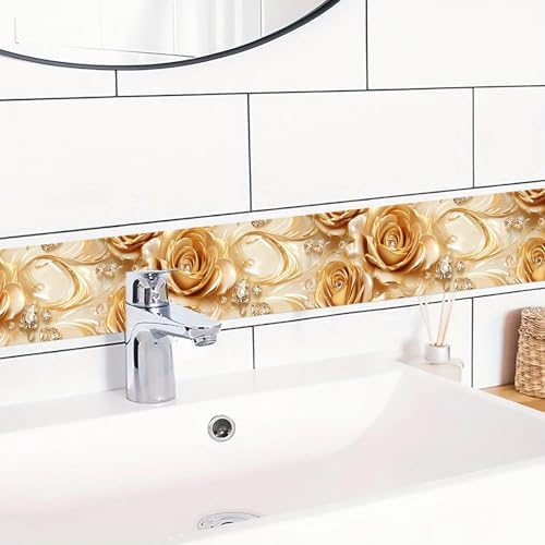 IVN Wallpaper Border Peel and Stick Wall Golden Rose Jewel 4x196 Inch - Image 5