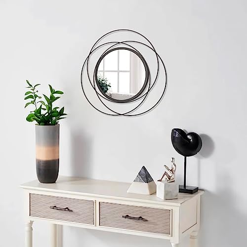 Black Circle Mirror Wall Decorative Metal Wall Mirror, Art Small Round Wall Home Mirror, Decor Living Room Bedroom Bathroom Entryway 12" - Image 5