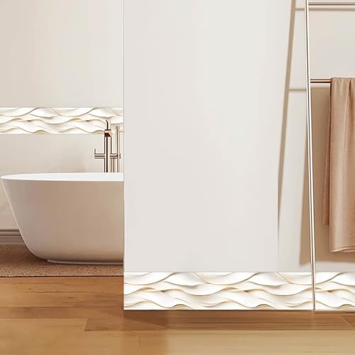 IVN Wallpaper Border Peel and Stick Wall Ivory Gold Waves 4x196 Inch - Image 6