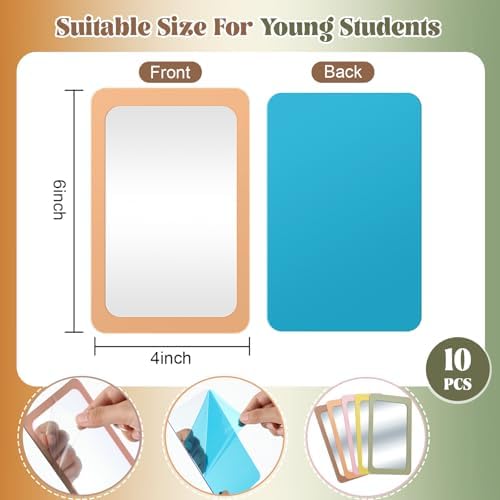 Dandat 10 Pcs 6x4 Shatter Proof Unbreakable Kids Mirrors, Earth Tone Color - Image 2