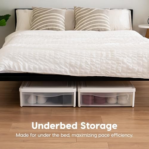 IRIS USA 2-Pack, 22 Qt. Under Bed Storage Bin with Sliding Drawer, White - Image 6