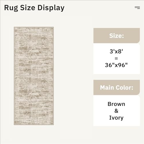 Soalmost Washable Kitchen Runner Rug 3x8 Hallway Entry Rugs Non-Slip, Brown - Image 5