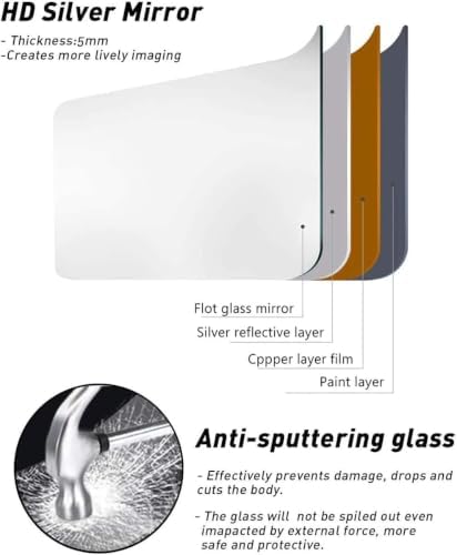 Full Length Door Mirror, 48"x16" Wall Mounted Mirror, White - Image 7
