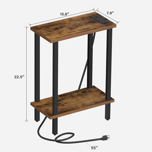 TUTOTAK Narrow Side Table Set of 2, Small End Table with Charging Station - Image 3
