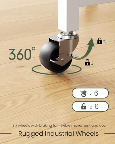 CHOEZON Folding Dining Table, Movable Dining Table, Kitchen Table for Small Space, Foldable and Expandable Desk Furniture with 6 Wheels, for Dining, Living Room, Apartment, White and Natural TCZ01WN - Image 6