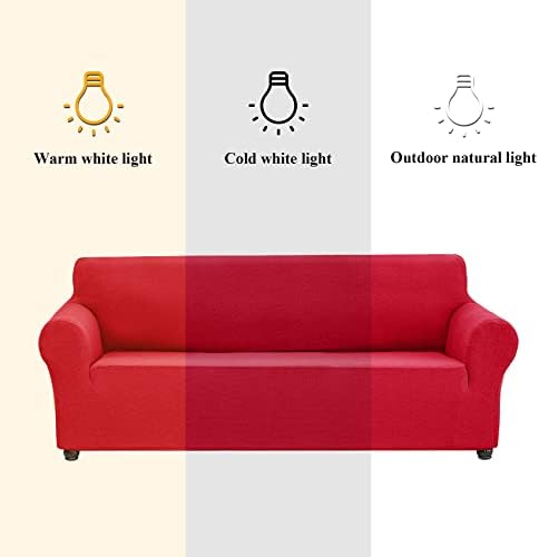 Joccun Christmas Stretch Loveseat Couch Cover Slipcover, 1-Piece Sofa Cover for 2 Cushion Couch Spandex Jacquard Washable Furniture Protector Cover for Living Room,Kids,Pets（Loveseat,Ruby） - Image 3