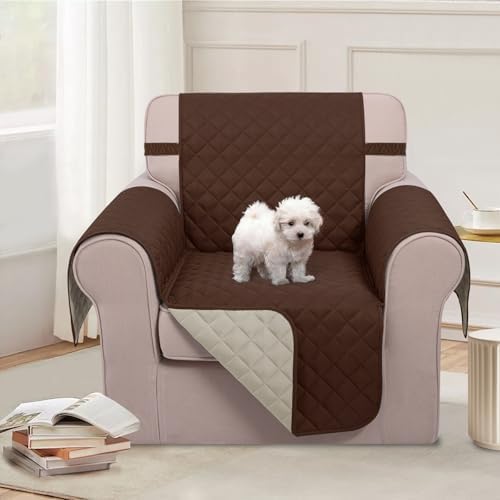 U-NICE HOME Reversible Recliner Chair Covers, Brown/Beige - Image 2