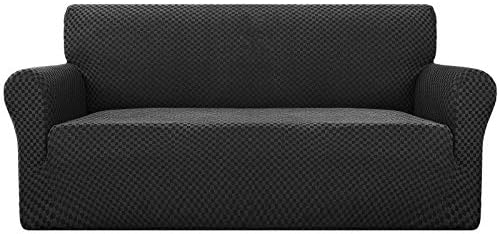 YEMYHOM Couch Cover Latest Jacquard Design High Stretch Extra Large Sofa Covers Pet Dog Cat Proof Oversized Slipcover Non Slip Magic Elastic Furniture Protector (X Large, Black Checkered) by YEMYHOM