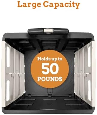 Inspired Living Ultra-Slim Rolling Collapsible Storage Pack-N-Roll Utility-carts, with Telescopic Handle, for Home, Garden, Shopping, Office, School use, Medium, White & Black - Image 6