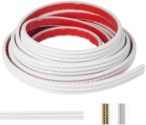 0.8" x16.4FT White Peel and Stick Crown Molding - Self Adhesive Flexible Wall Trim for Mirror Frames, Cabinet, Tile & Ceiling Decor by TopZenMarketplace